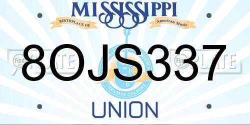 8OJS337 Mississippi License Plate