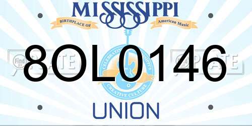 8OL0146 Mississippi License Plate