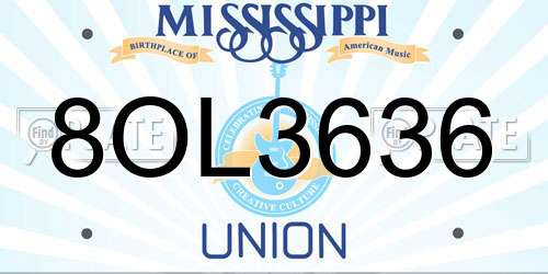 8OL3636 Mississippi License Plate