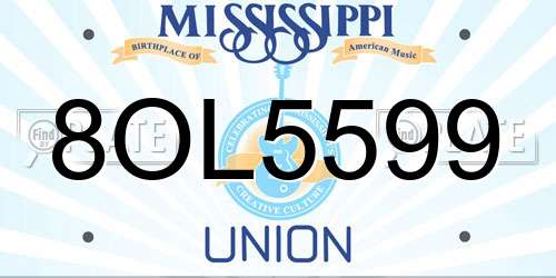 8OL5599 Mississippi License Plate