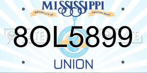 8OL5899 Mississippi License Plate