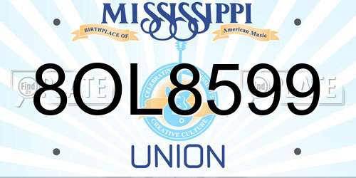 8OL8599 Mississippi License Plate