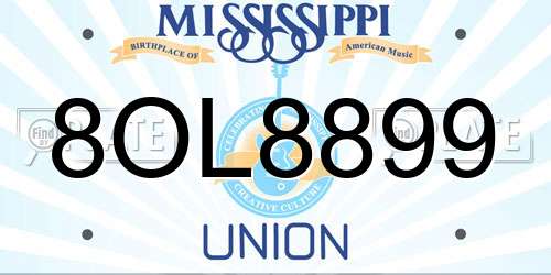 8OL8899 Mississippi License Plate