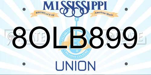 8OLB899 Mississippi License Plate