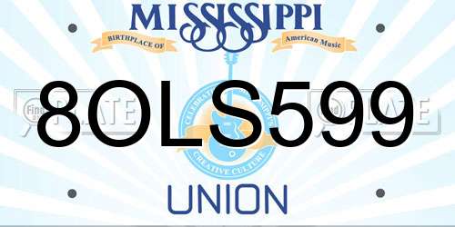 8OLS599 Mississippi License Plate