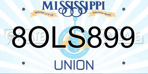 8OLS899 Mississippi License Plate