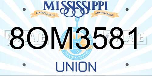 8OM3581 Mississippi License Plate
