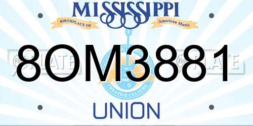 8OM3881 Mississippi License Plate