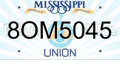 8OM5045 Mississippi License Plate