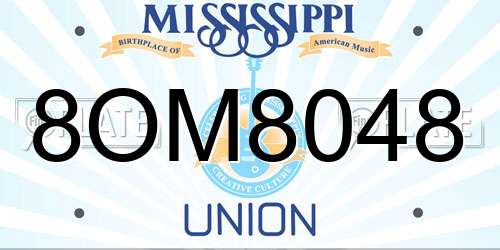 8OM8048 Mississippi License Plate