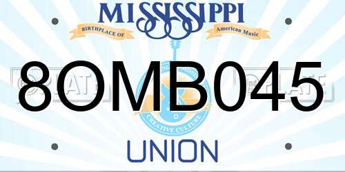 8OMB045 Mississippi License Plate