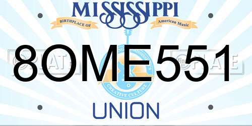 8OME551 Mississippi License Plate