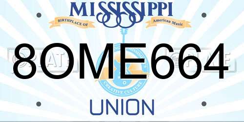 8OME664 Mississippi License Plate