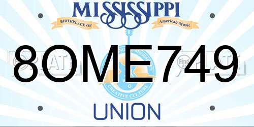 8OME749 Mississippi License Plate