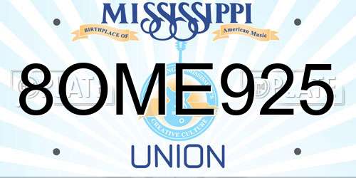 8OME925 Mississippi License Plate