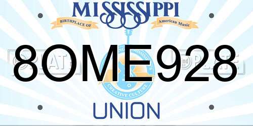 8OME928 Mississippi License Plate