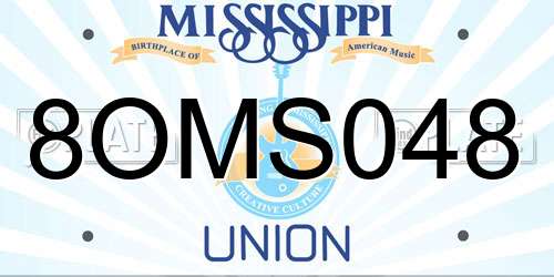 8OMS048 Mississippi License Plate