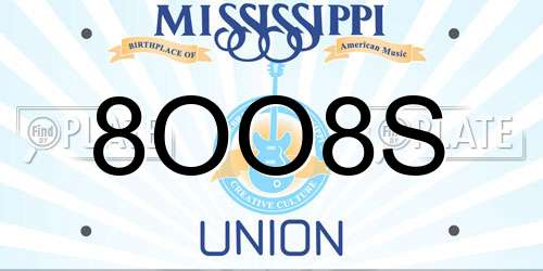 8OO8S Mississippi License Plate