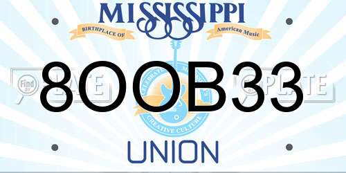 8OOB33 Mississippi License Plate
