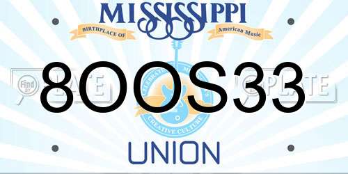 8OOS33 Mississippi License Plate