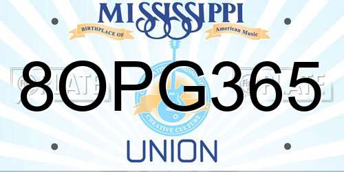8OPG365 Mississippi License Plate