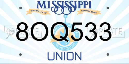 8OQ533 Mississippi License Plate