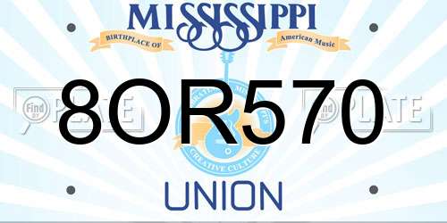8OR570 Mississippi License Plate