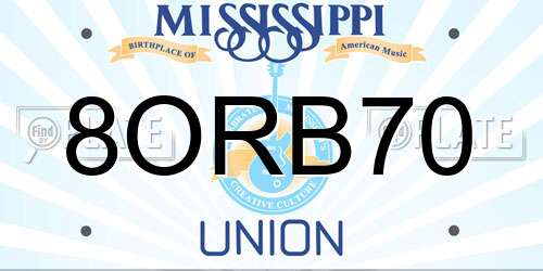 8ORB70 Mississippi License Plate