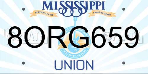 8ORG659 Mississippi License Plate