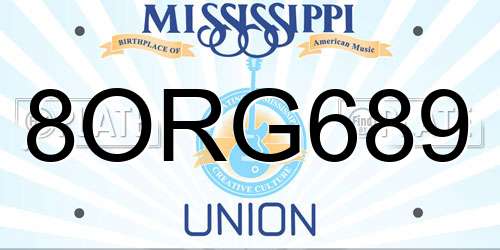 8ORG689 Mississippi License Plate