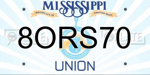 8ORS70 Mississippi License Plate