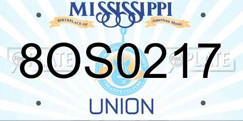 8OS0217 Mississippi License Plate