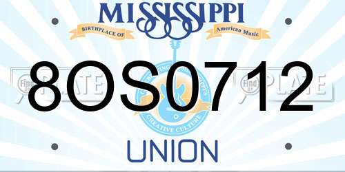 8OS0712 Mississippi License Plate