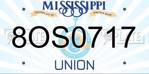 8OS0717 Mississippi License Plate