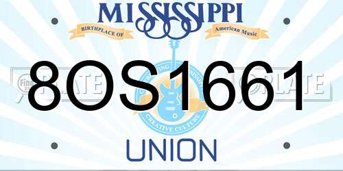8OS1661 Mississippi License Plate