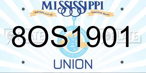 8OS1901 Mississippi License Plate
