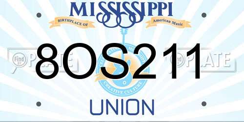 8OS211 Mississippi License Plate