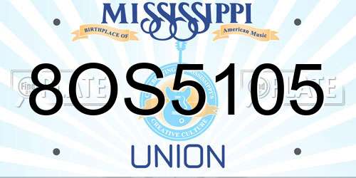 8OS5105 Mississippi License Plate