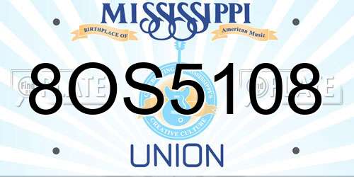 8OS5108 Mississippi License Plate