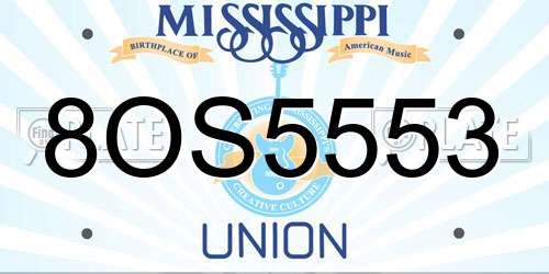 8OS5553 Mississippi License Plate