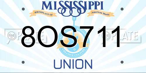 8OS711 Mississippi License Plate