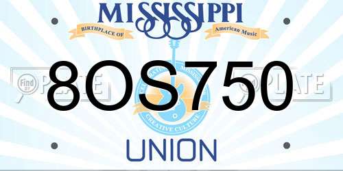 8OS750 Mississippi License Plate