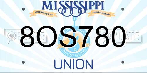 8OS780 Mississippi License Plate