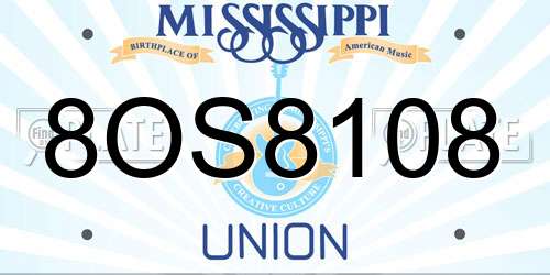 8OS8108 Mississippi License Plate
