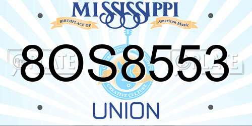 8OS8553 Mississippi License Plate