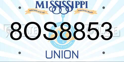 8OS8853 Mississippi License Plate