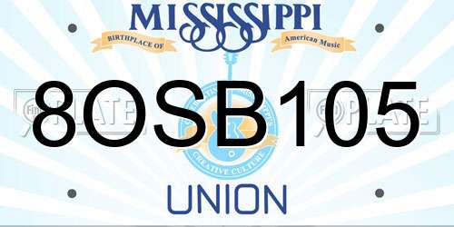 8OSB105 Mississippi License Plate