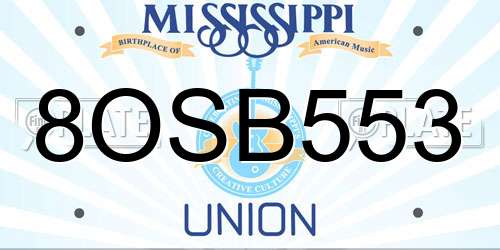 8OSB553 Mississippi License Plate