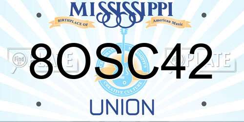 8OSC42 Mississippi License Plate