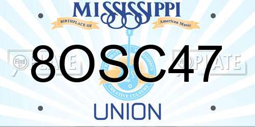8OSC47 Mississippi License Plate